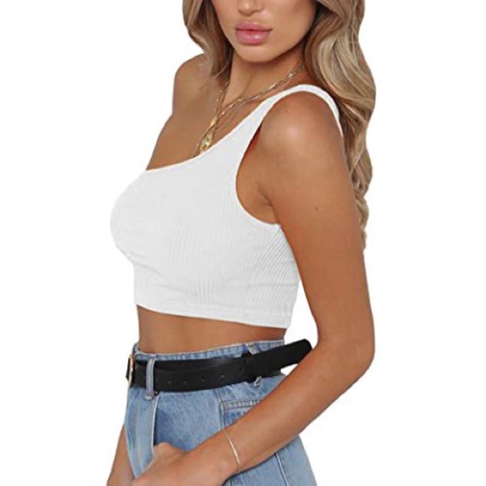 ANTHROPOLOGIE One Shoulder Ribbed Crop Top! - Picture 2 of 6